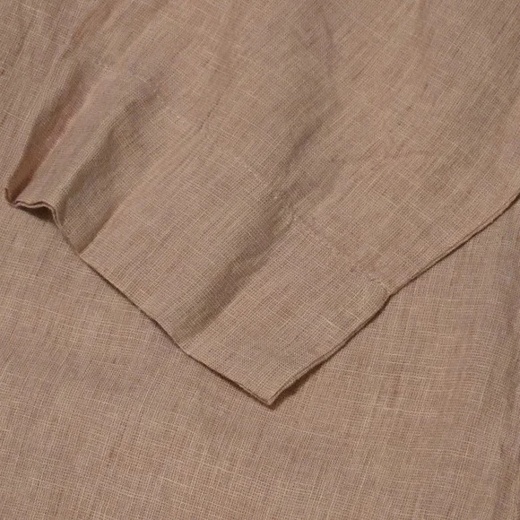 FLAX Linen Tunic Top Womens 1G Dusty Pink Button Down Mandarin Collar 3/4 Sleeve - Picture 4 of 8